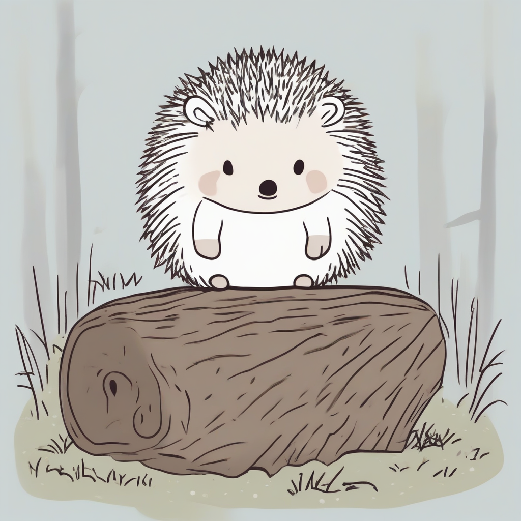 a miffy style hedgehog sitting on a log by मुफ्त एआई छवि जनरेटर - बिना लॉगिन के✨ | AIGAZOU