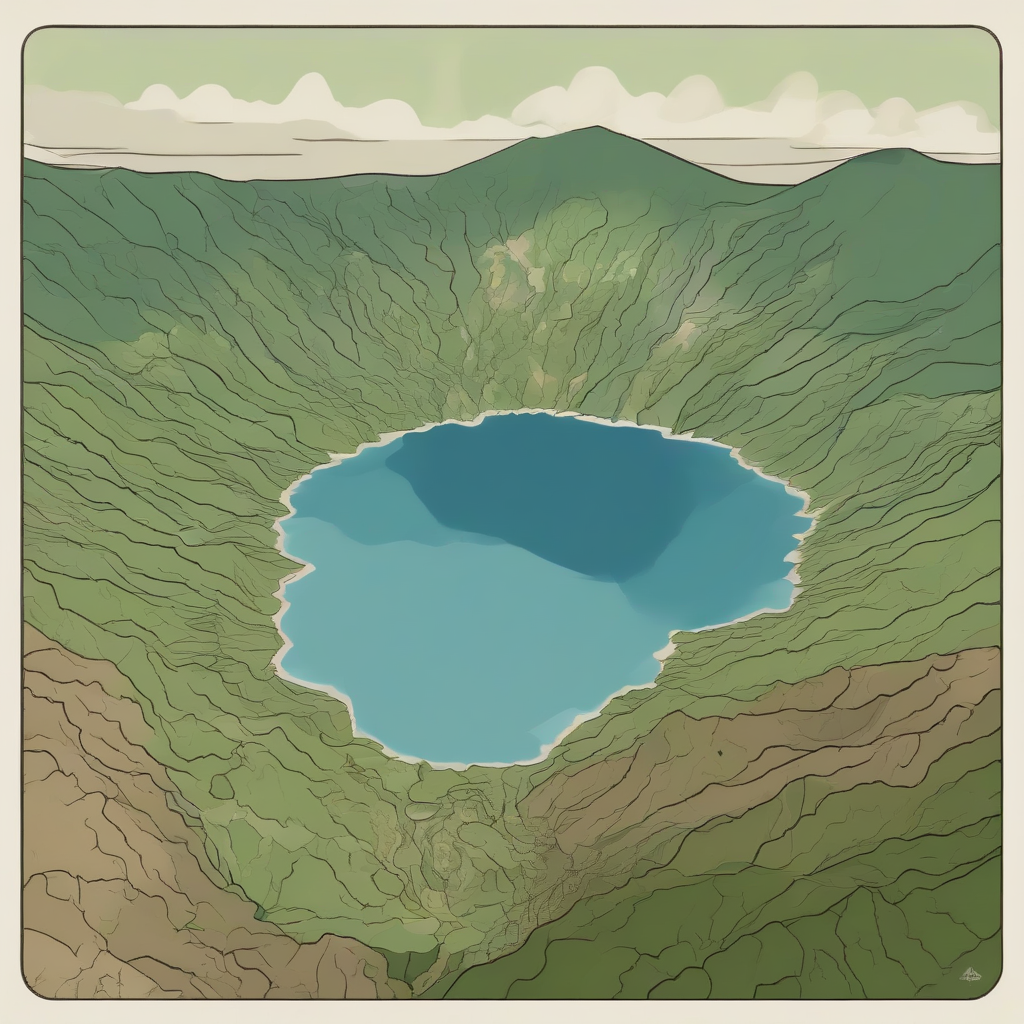 cartoon style azores crater png transparent background green blue light brown beige color palette by मुफ्त एआई छवि जनरेटर - बिना लॉगिन के✨ | AIGAZOU