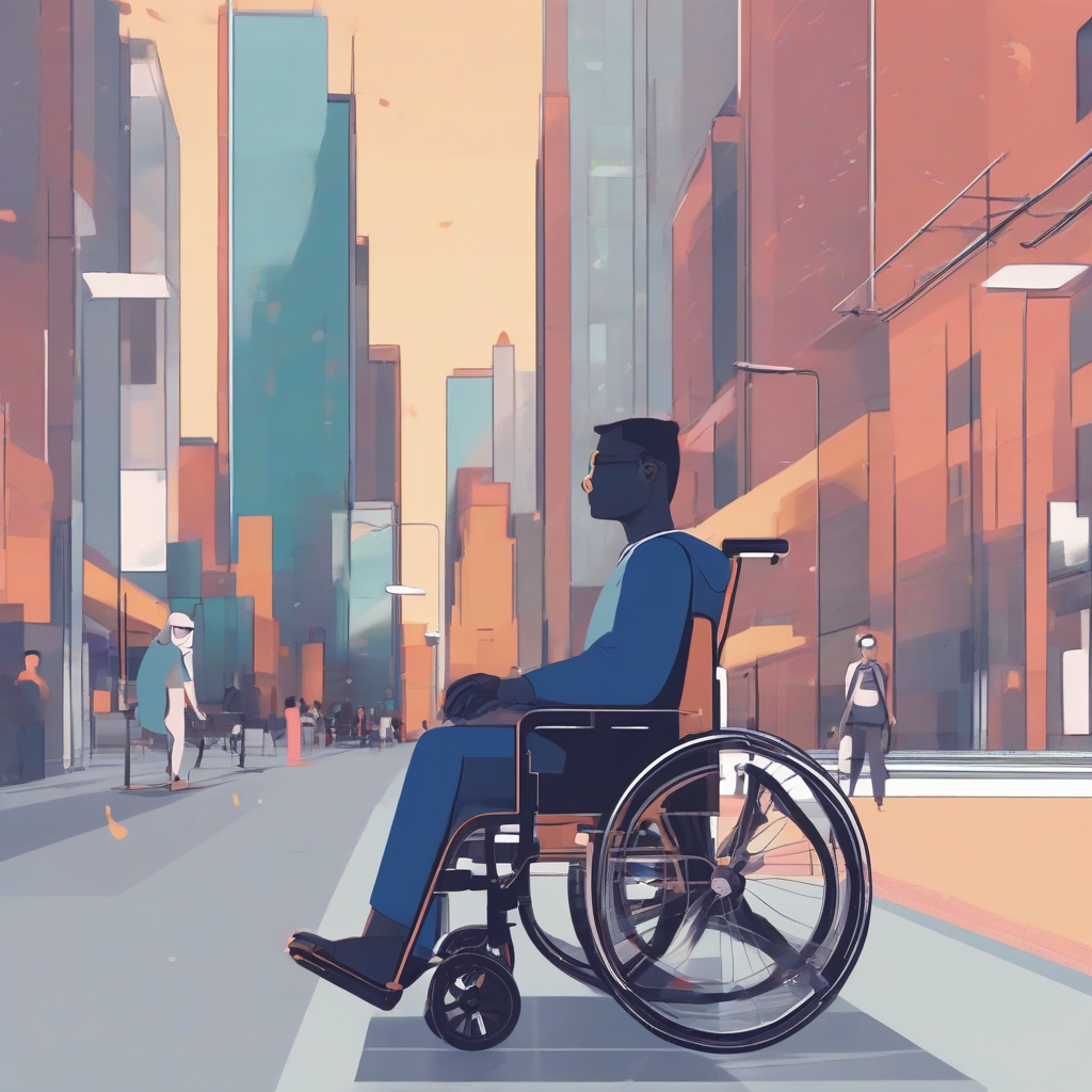 disabled person in smart city animated by मुफ्त एआई छवि जनरेटर - बिना लॉगिन के✨ | AIGAZOU