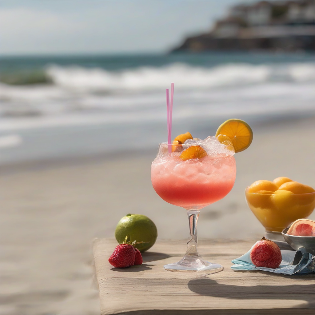 a cocktail on the beach makes it fruity by मुफ्त एआई छवि जनरेटर - बिना लॉगिन के✨ | AIGAZOU