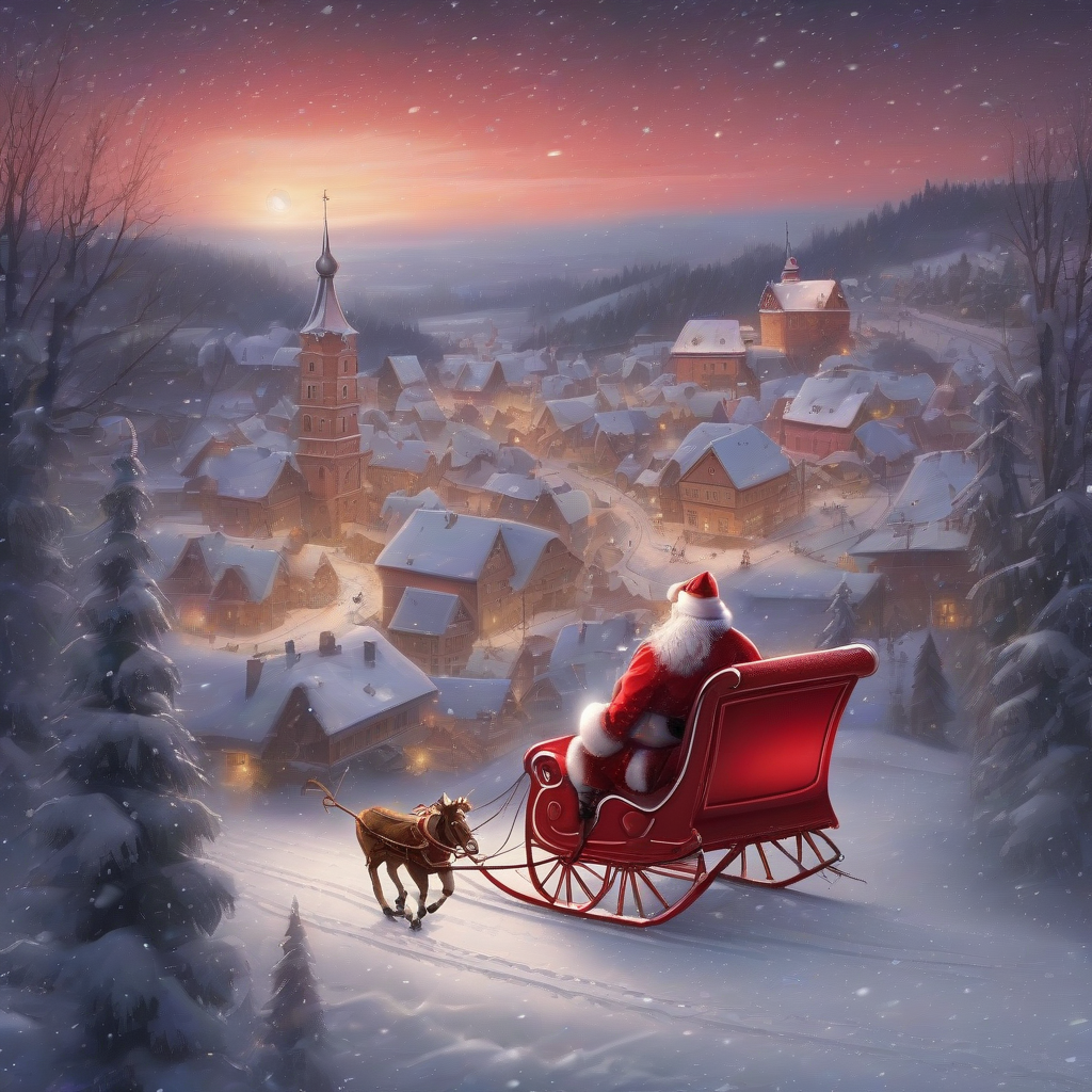 a snowy sorbian village with santa on his sleigh by मुफ्त एआई छवि जनरेटर - बिना लॉगिन के✨ | AIGAZOU