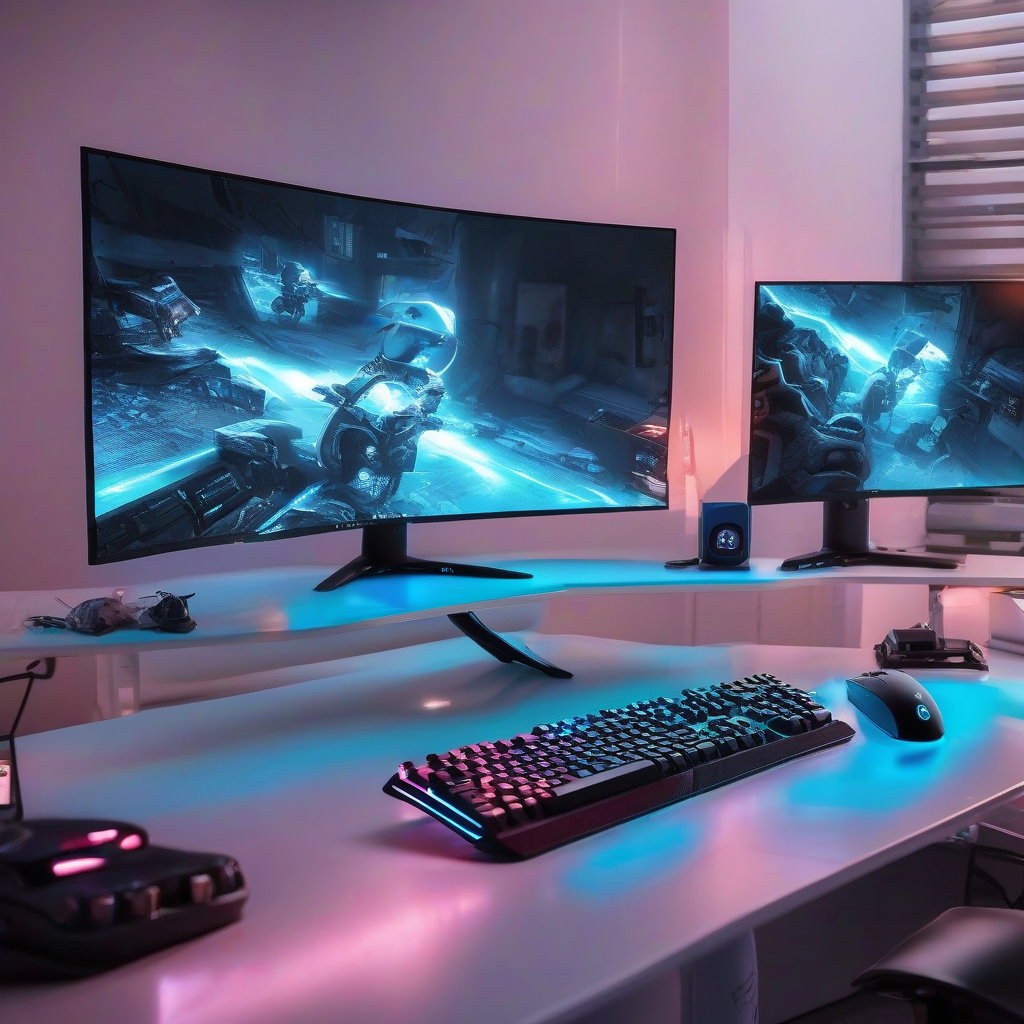 gaming monitor mouse keyboard desktop pc room by मुफ्त एआई छवि जनरेटर - बिना लॉगिन के✨ | AIGAZOU