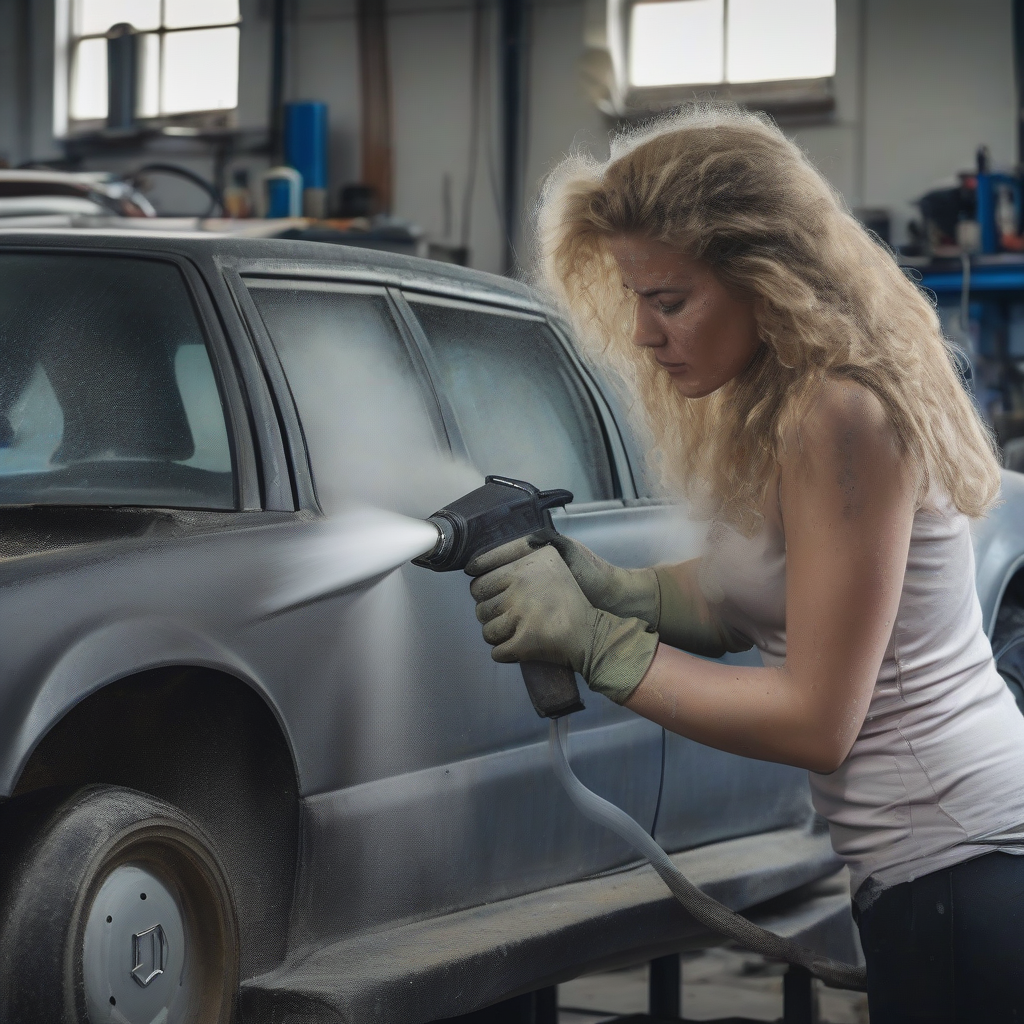 sandblasting mercedes w124 workshop by Générateur d'images par IA gratuit - Aucune connexion nécessaire✨ | AIGAZOU