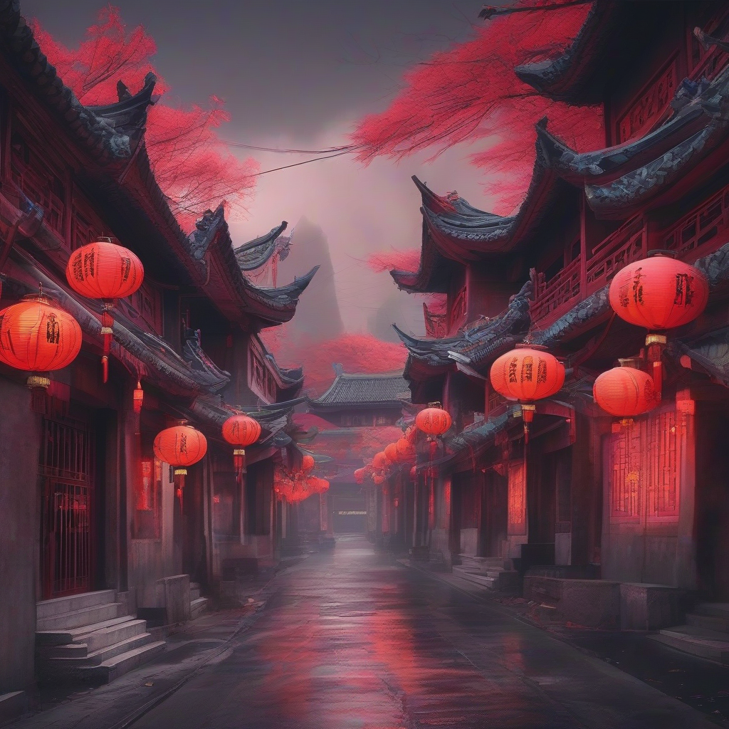 chinese colorful eerie street by मुफ्त एआई छवि जनरेटर - बिना लॉगिन के✨ | AIGAZOU