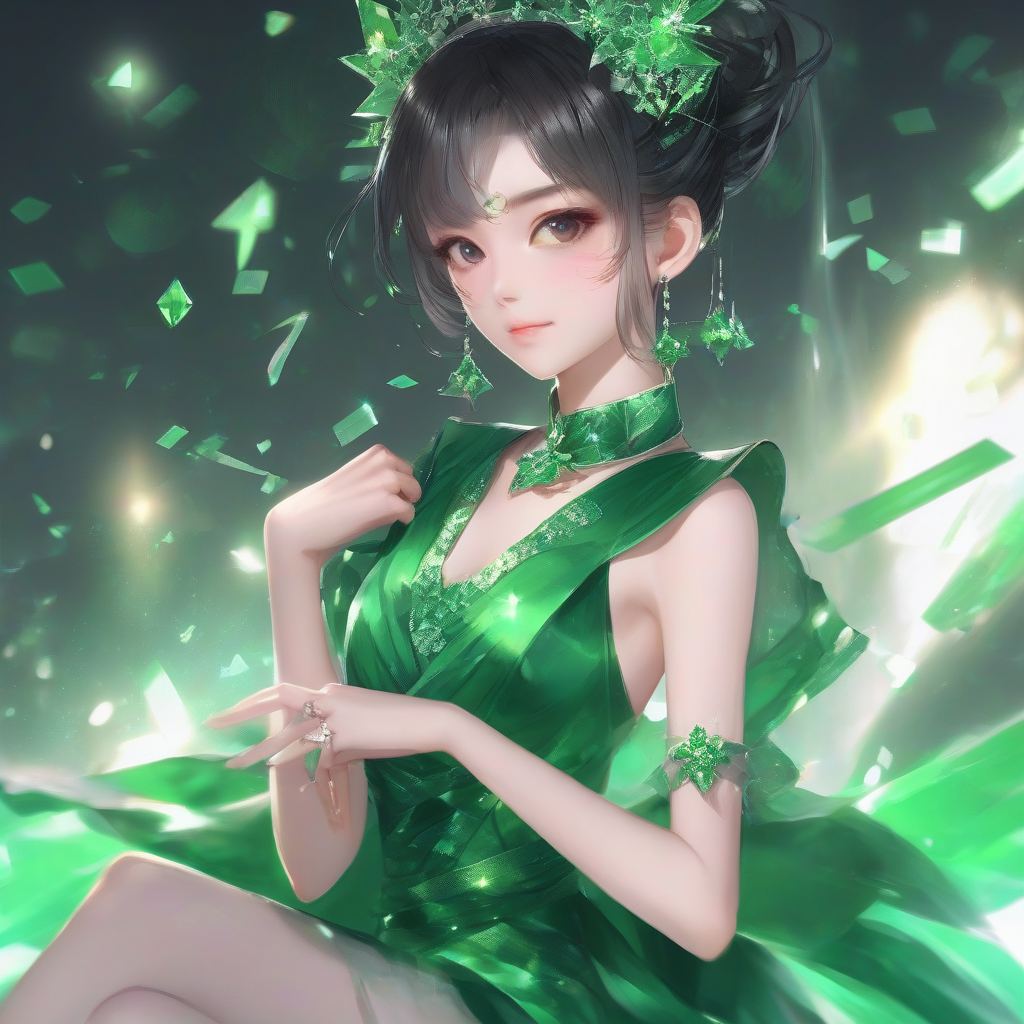 original data and character tag 1 5 inherit face info 1 5 most important emerald green f hologram padded dress by मुफ्त एआई छवि जनरेटर - बिना लॉगिन के✨ | AIGAZOU