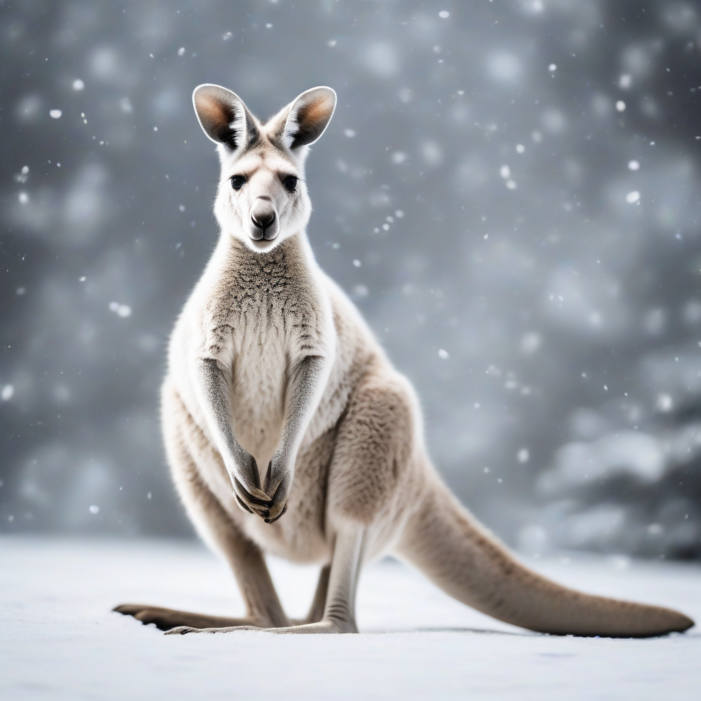 a white kangaroo with snow background by मुफ्त एआई छवि जनरेटर - बिना लॉगिन के✨ | AIGAZOU