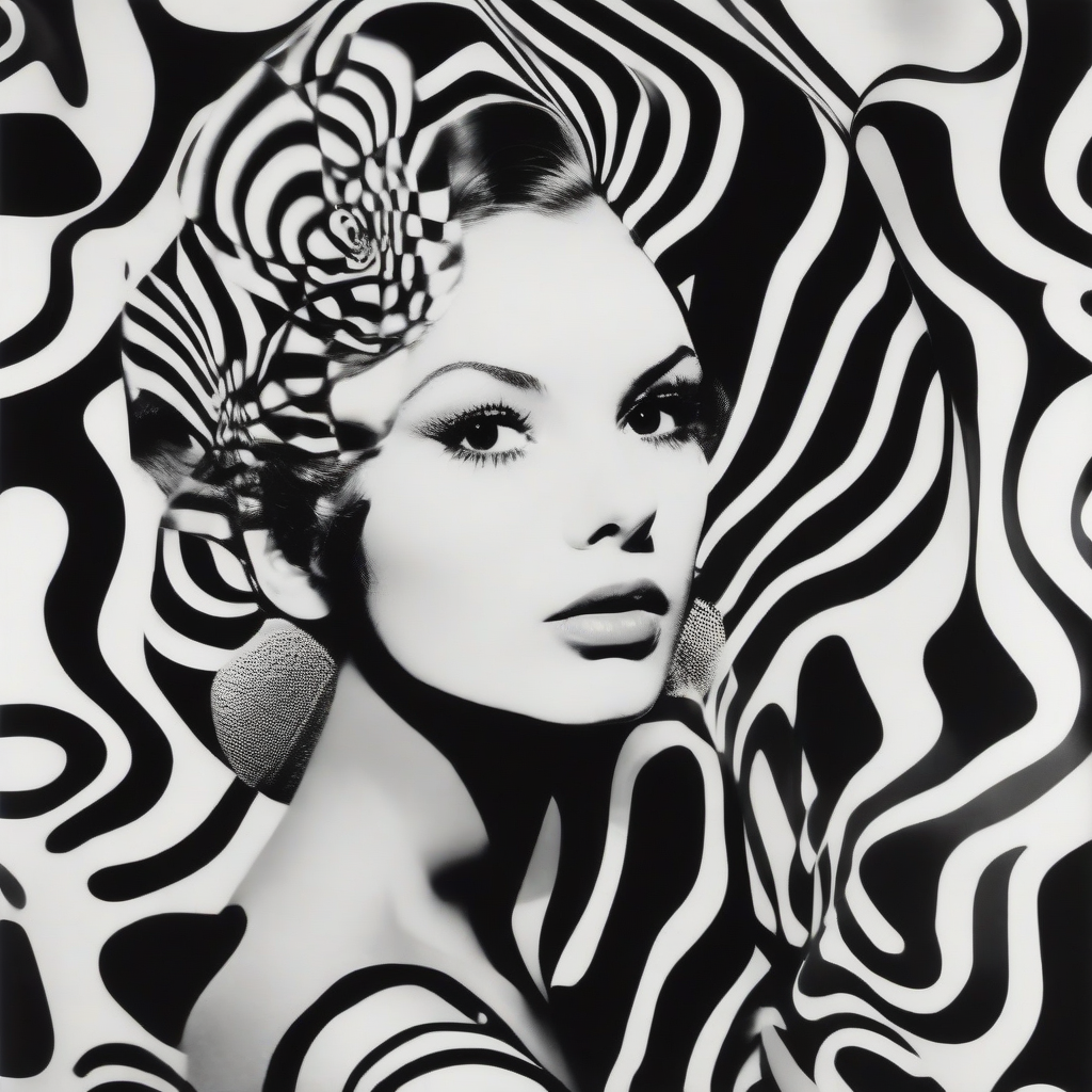 pop art beautiful young woman fashion verner panton design black white by मुफ्त एआई छवि जनरेटर - बिना लॉगिन के✨ | AIGAZOU