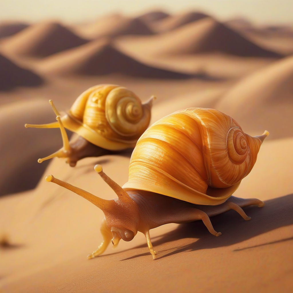 large orange snails with legs run through the desert by Générateur d'images par IA gratuit - Aucune connexion nécessaire✨ | AIGAZOU