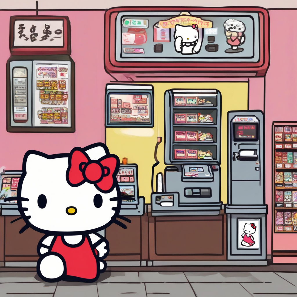 hello kitty at the counter smoking with a machine gun by मुफ्त एआई छवि जनरेटर - बिना लॉगिन के✨ | AIGAZOU