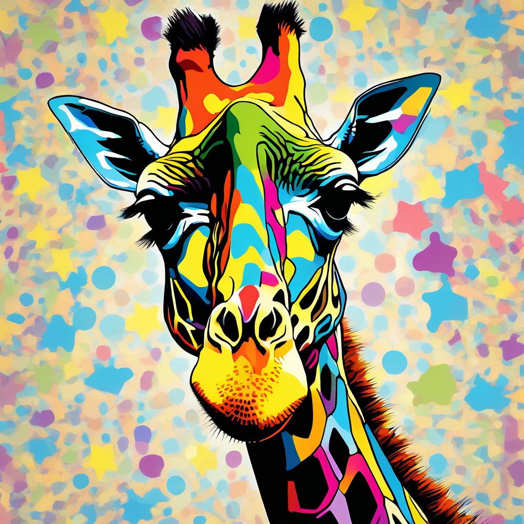 giraffe pop art 4 color in motion by मुफ्त एआई छवि जनरेटर - बिना लॉगिन के✨ | AIGAZOU