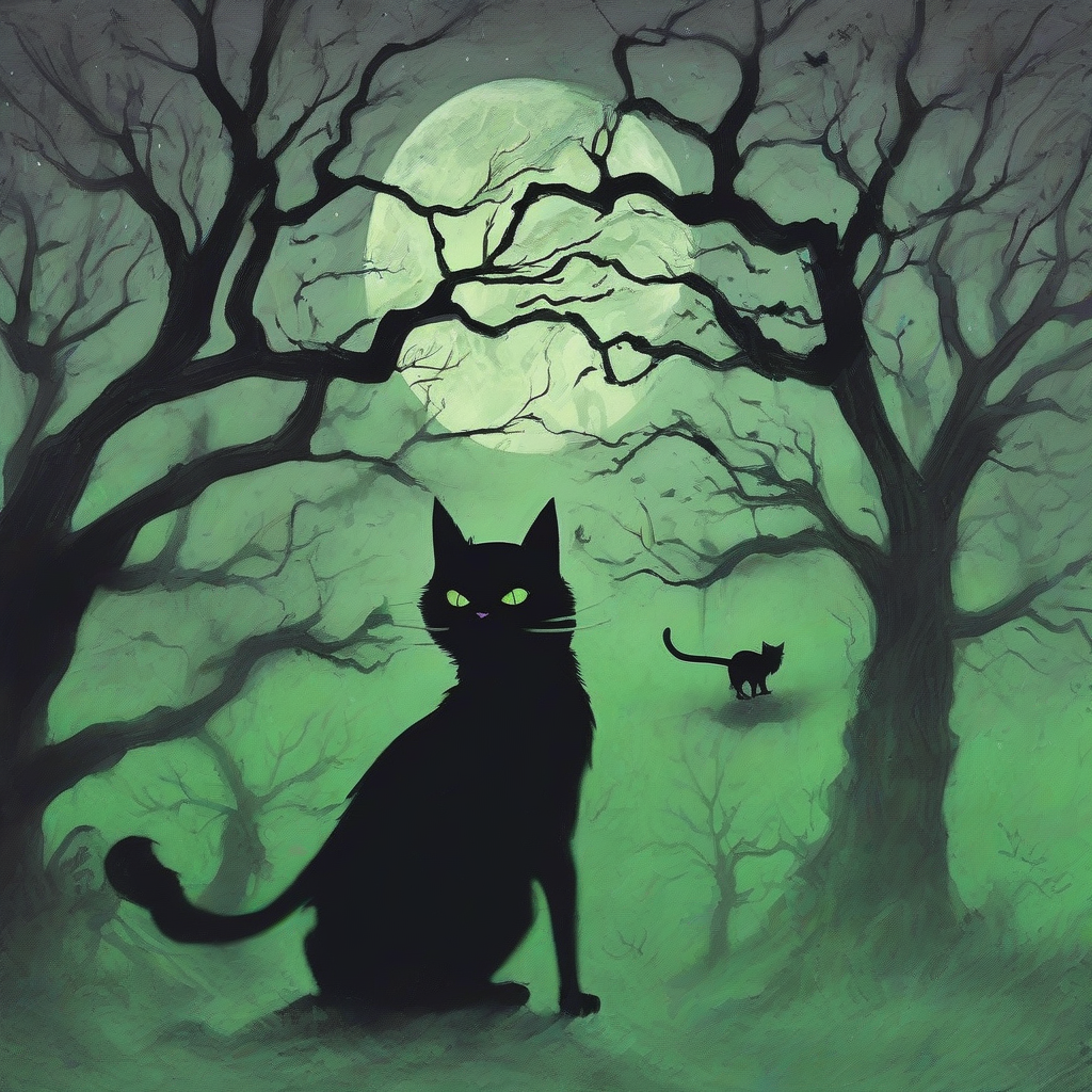 a black cat with green eyes on a spooky tree by मुफ्त एआई छवि जनरेटर - बिना लॉगिन के✨ | AIGAZOU