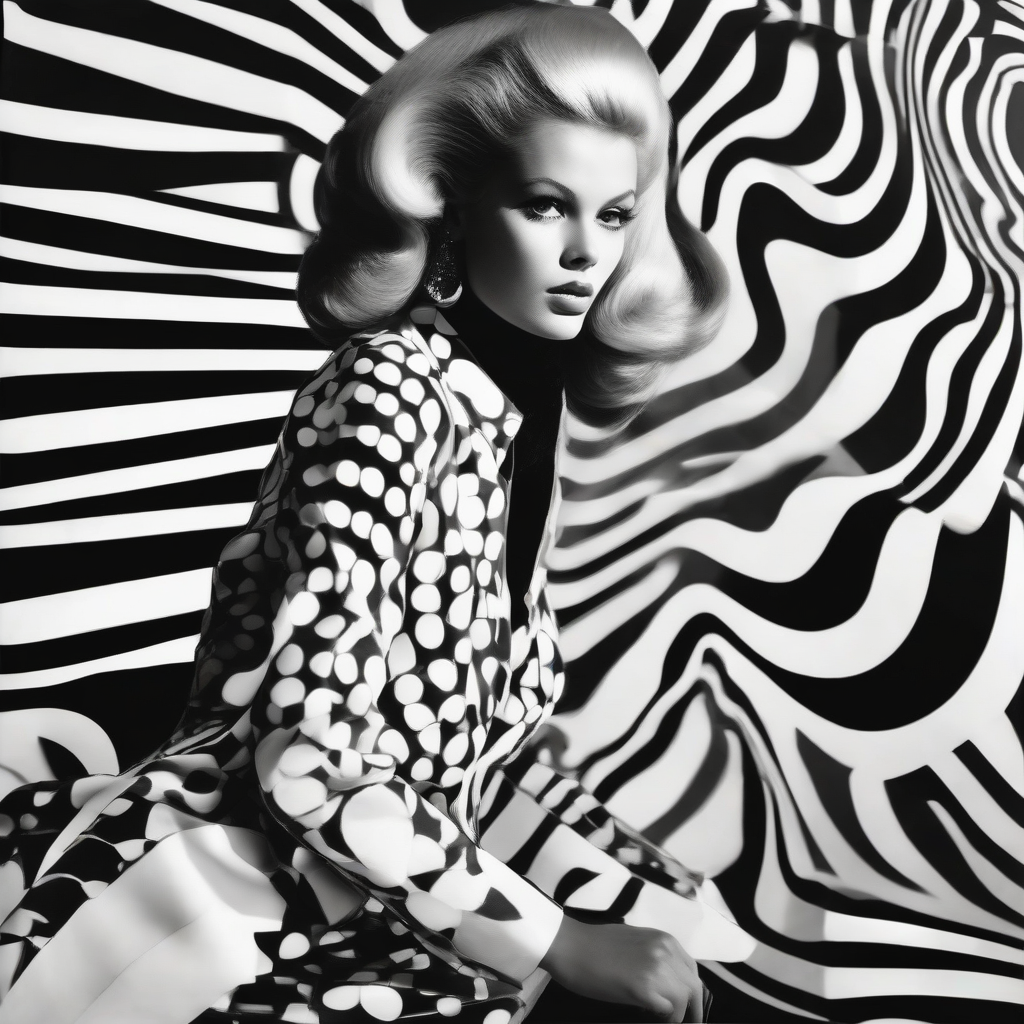 pop art beautiful young woman fashion verner panton design black white by मुफ्त एआई छवि जनरेटर - बिना लॉगिन के✨ | AIGAZOU