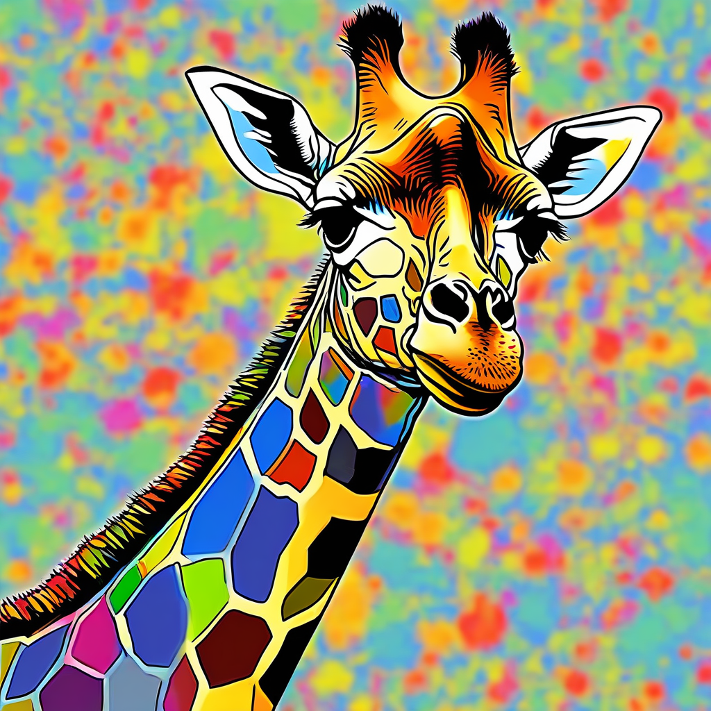 giraffe pop art 4 color in motion by मुफ्त एआई छवि जनरेटर - बिना लॉगिन के✨ | AIGAZOU