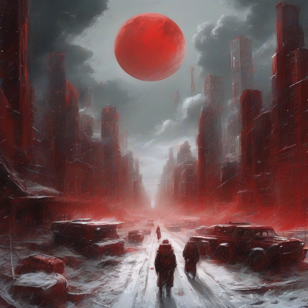 apocalyptic horror with city mechs red moon by Générateur d'images par IA gratuit - Aucune connexion nécessaire✨ | AIGAZOU