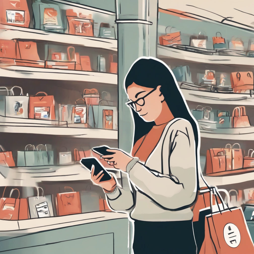 people shopping while looking at smartphones by Générateur d'images par IA gratuit - Aucune connexion nécessaire✨ | AIGAZOU