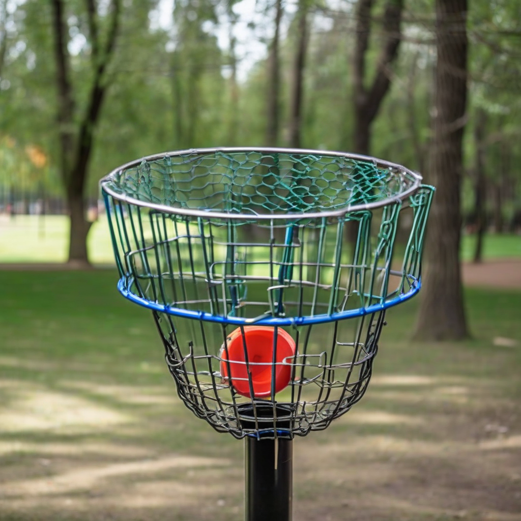 disc golf with metal net in park by मुफ्त एआई छवि जनरेटर - बिना लॉगिन के✨ | AIGAZOU