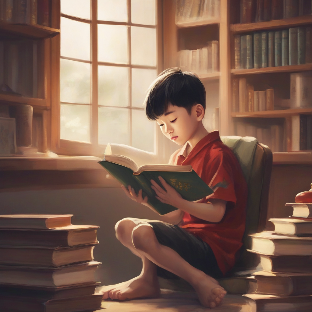 a chinese boy sitting in the study reading by मुफ्त एआई छवि जनरेटर - बिना लॉगिन के✨ | AIGAZOU