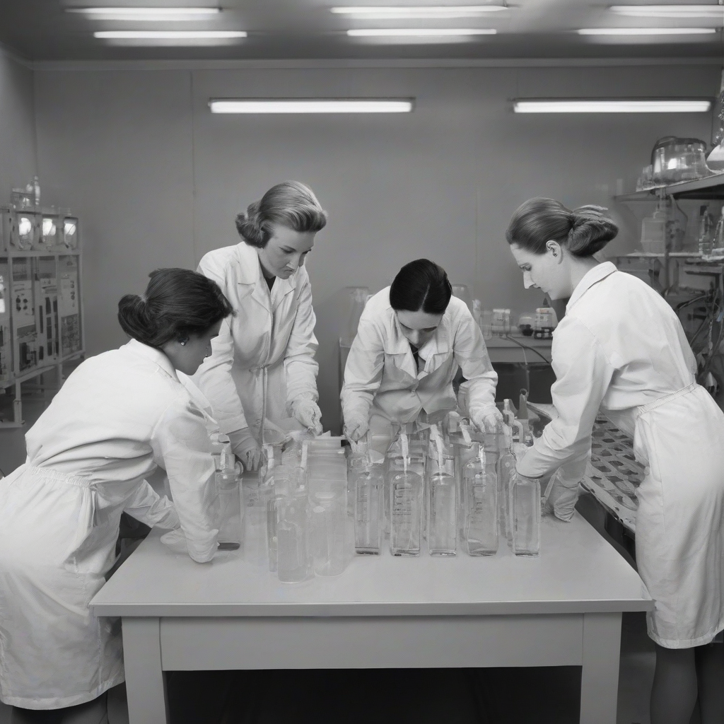 six women inspecting chemicals in cleanroom by मुफ्त एआई छवि जनरेटर - बिना लॉगिन के✨ | AIGAZOU