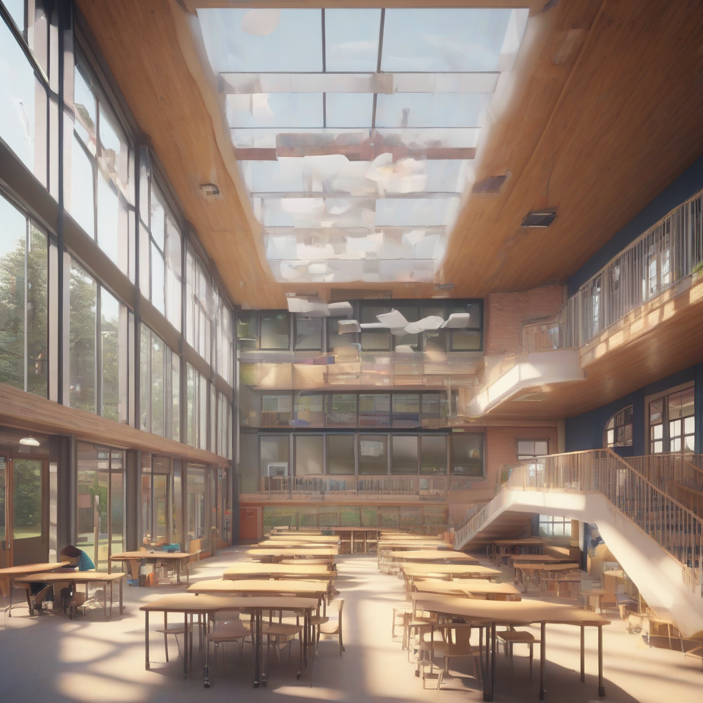 a welcoming and cozy school with 4k many windows and lights by Générateur d'images par IA gratuit - Aucune connexion nécessaire✨ | AIGAZOU