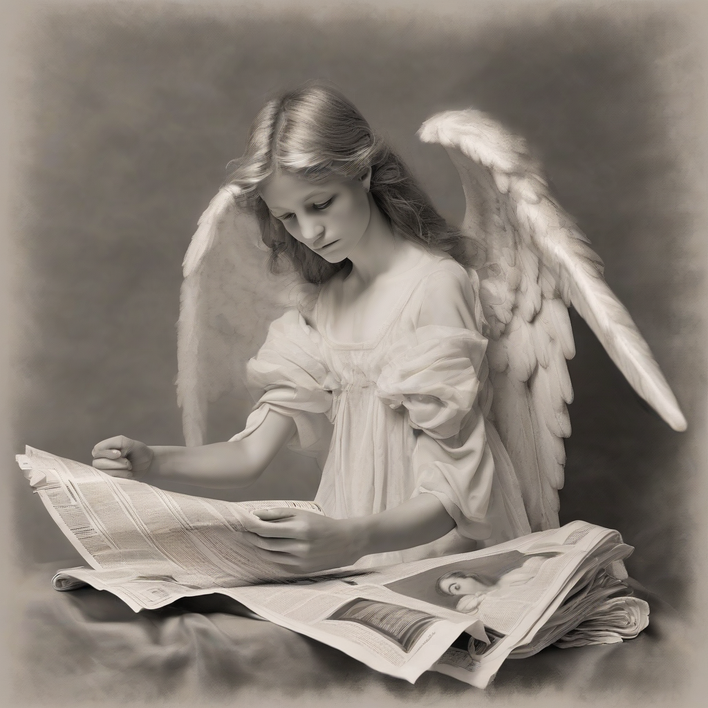 an angel reads a newspaper by मुफ्त एआई छवि जनरेटर - बिना लॉगिन के✨ | AIGAZOU