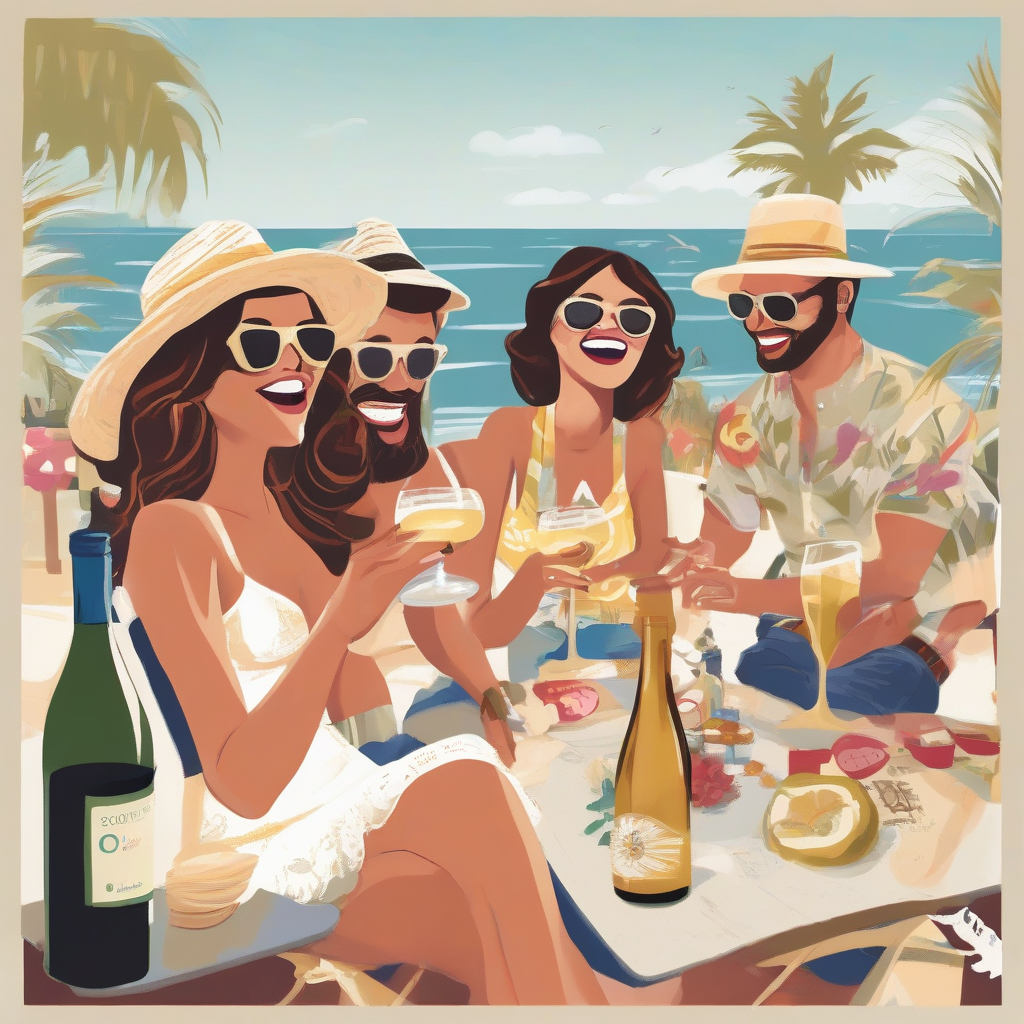 southern beach wine party three people enjoying daytime by मुफ्त एआई छवि जनरेटर - बिना लॉगिन के✨ | AIGAZOU