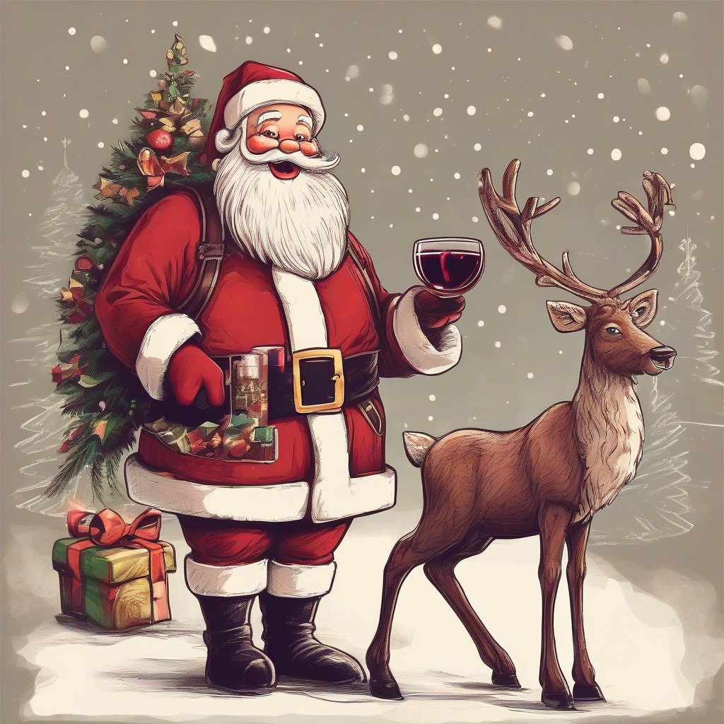 santa with christmas tree mulled wine rudolph by मुफ्त एआई छवि जनरेटर - बिना लॉगिन के✨ | AIGAZOU