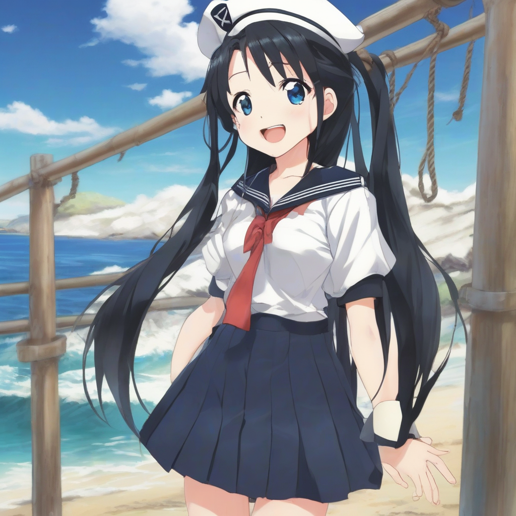 a girl with long black hair and a sailor uniform by मुफ्त एआई छवि जनरेटर - बिना लॉगिन के✨ | AIGAZOU