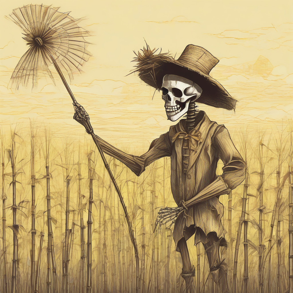 a scarecrow in a field with a broken fan by मुफ्त एआई छवि जनरेटर - बिना लॉगिन के✨ | AIGAZOU