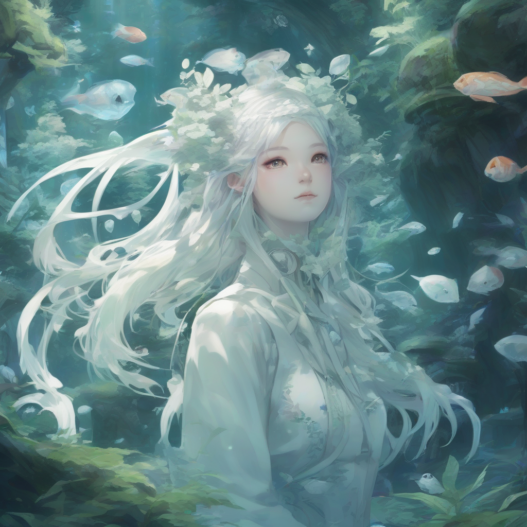 snow spirit and foliage girl in aquarium forest by मुफ्त एआई छवि जनरेटर - बिना लॉगिन के✨ | AIGAZOU