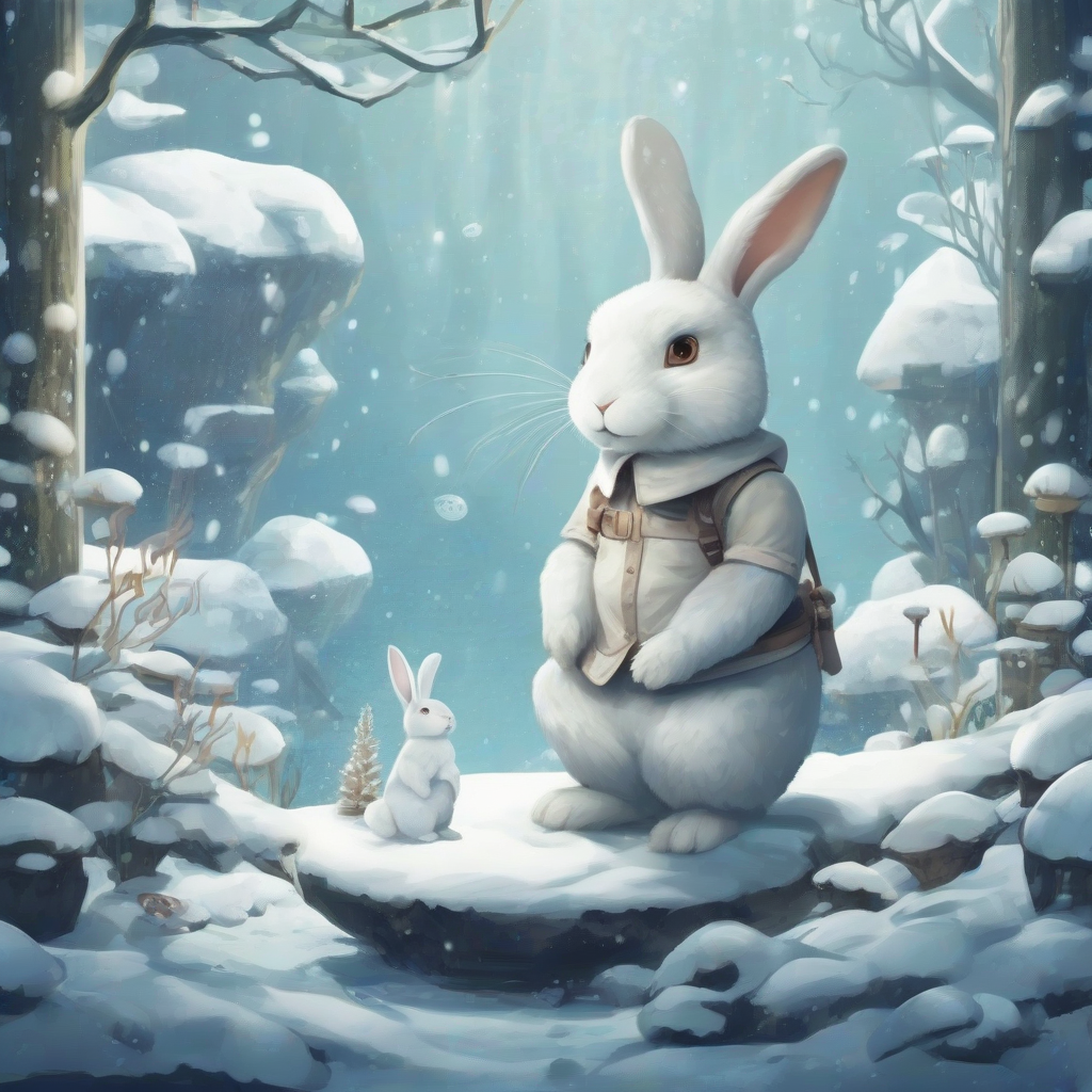 a snow hare in the forest aquarium illustration by मुफ्त एआई छवि जनरेटर - बिना लॉगिन के✨ | AIGAZOU