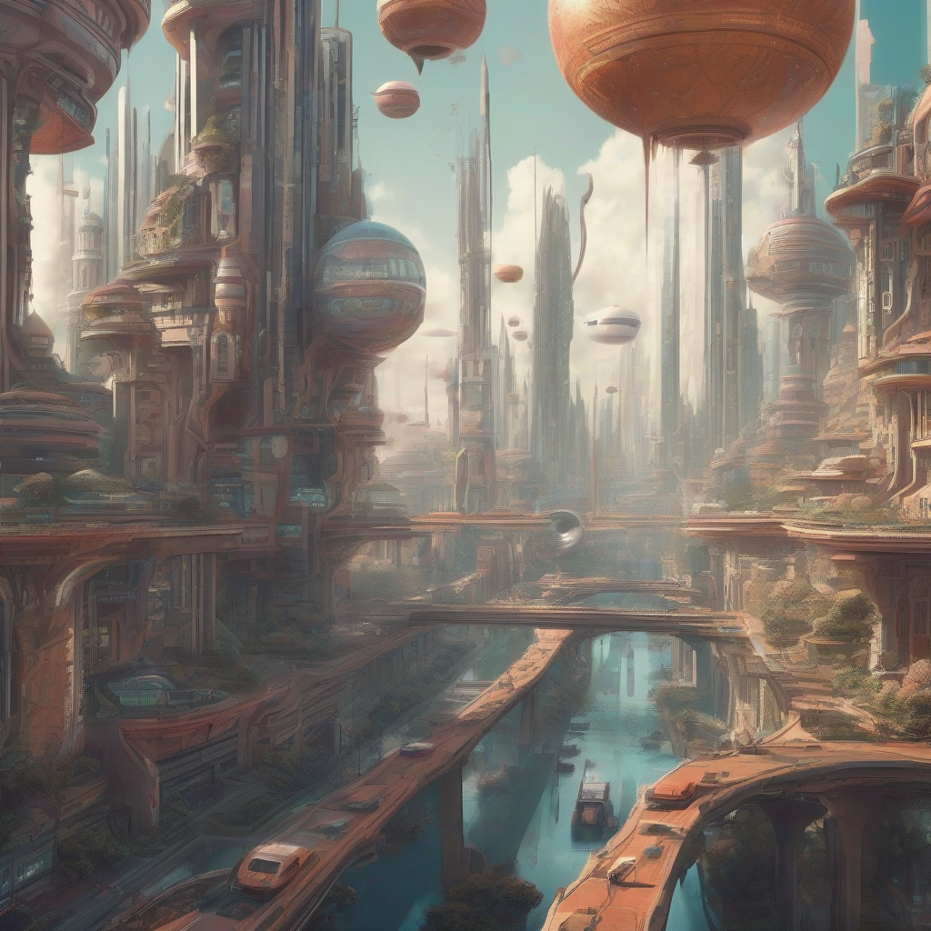 fantasy journey in future city by मुफ्त एआई छवि जनरेटर - बिना लॉगिन के✨ | AIGAZOU