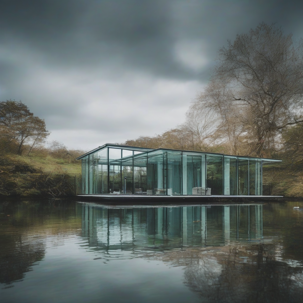 a glass house in the water by Free AI Image Generator & Maker - No login required✨ | AIGAZOU