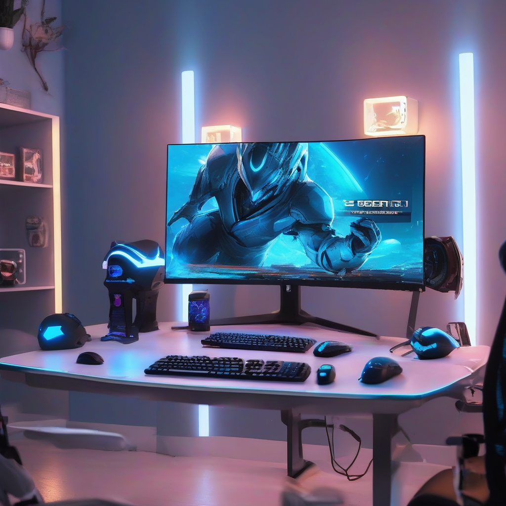 gaming monitor mouse keyboard desktop pc room by मुफ्त एआई छवि जनरेटर - बिना लॉगिन के✨ | AIGAZOU