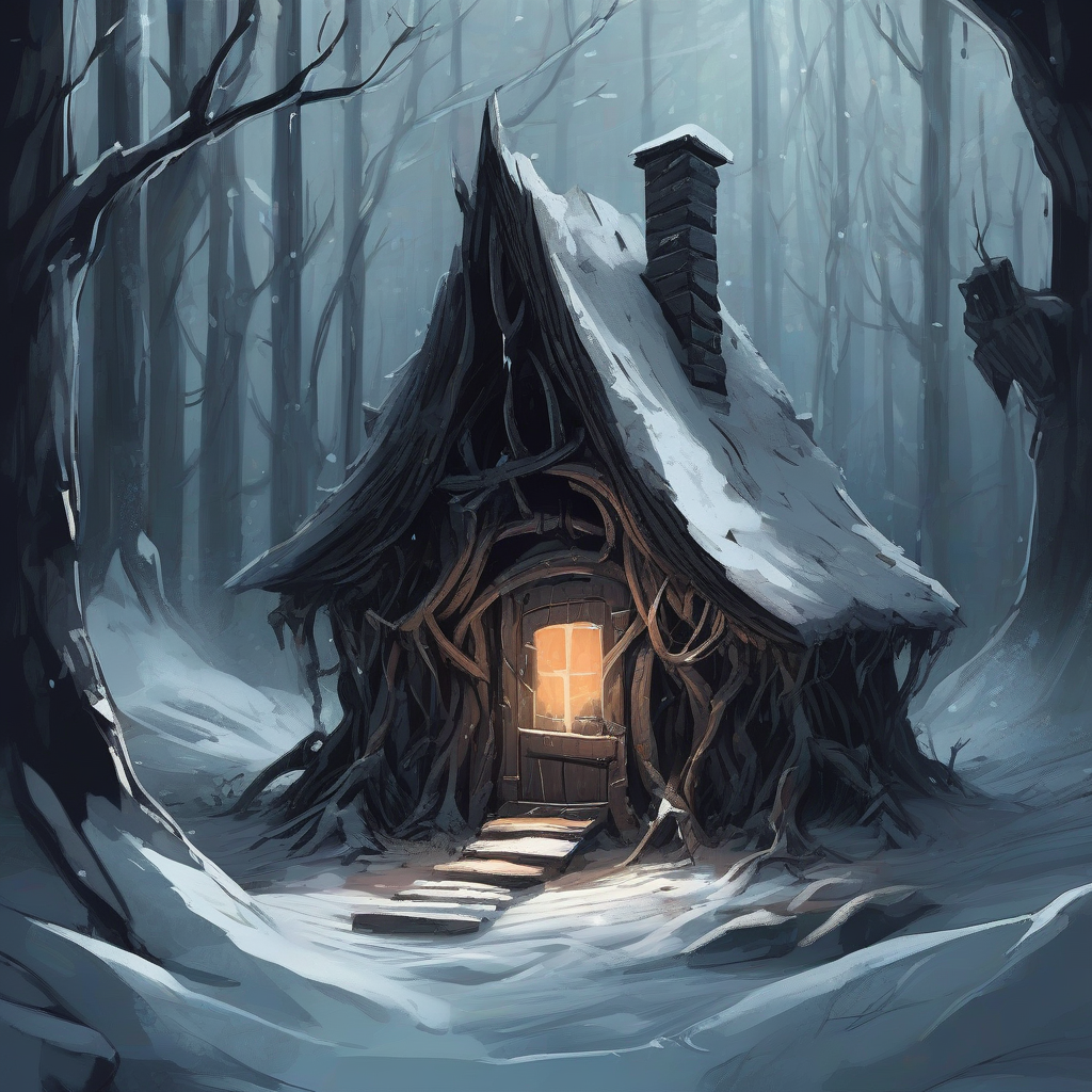 a witches cabin lost in a dark icy oppressive forest by मुफ्त एआई छवि जनरेटर - बिना लॉगिन के✨ | AIGAZOU