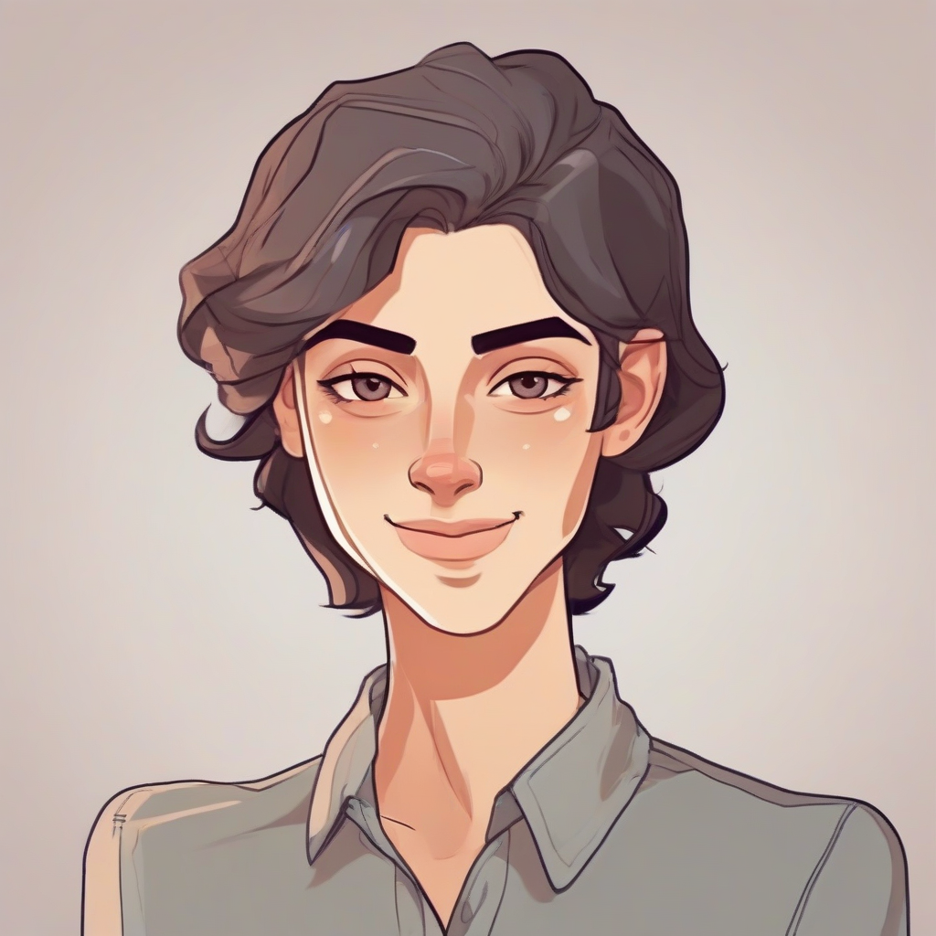 androgynous gentle smiling young human 2d cartoon by मुफ्त एआई छवि जनरेटर - बिना लॉगिन के✨ | AIGAZOU