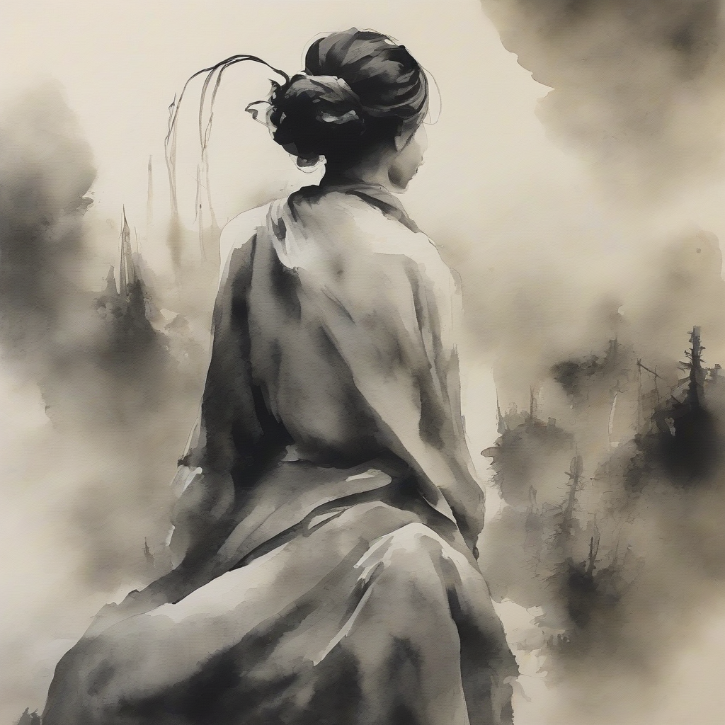 generate a ink wash painting with a person by 免费AI图像生成工具 | AIGAZOU