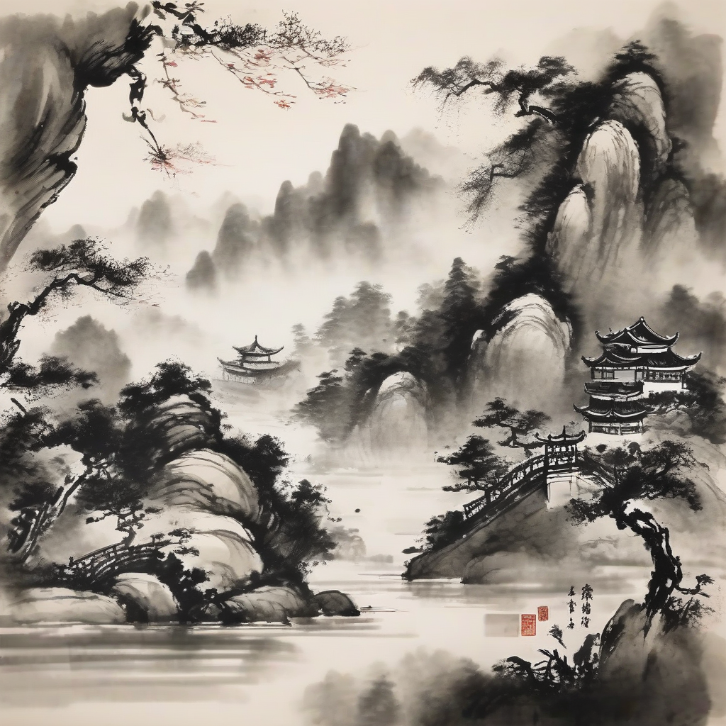 generate a traditional ink wash painting by 免费AI图像生成工具 | AIGAZOU