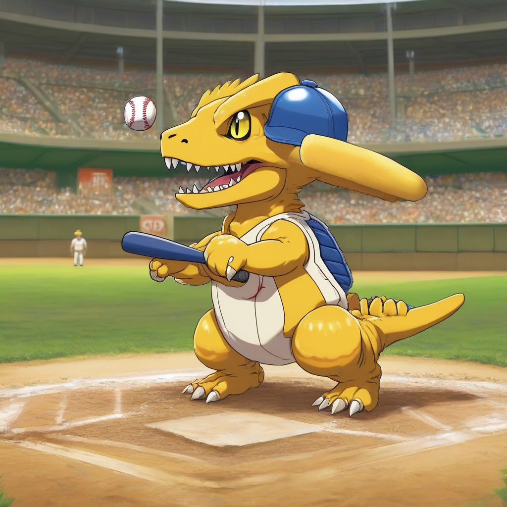 agumon playing baseball by मुफ्त एआई छवि जनरेटर - बिना लॉगिन के✨ | AIGAZOU