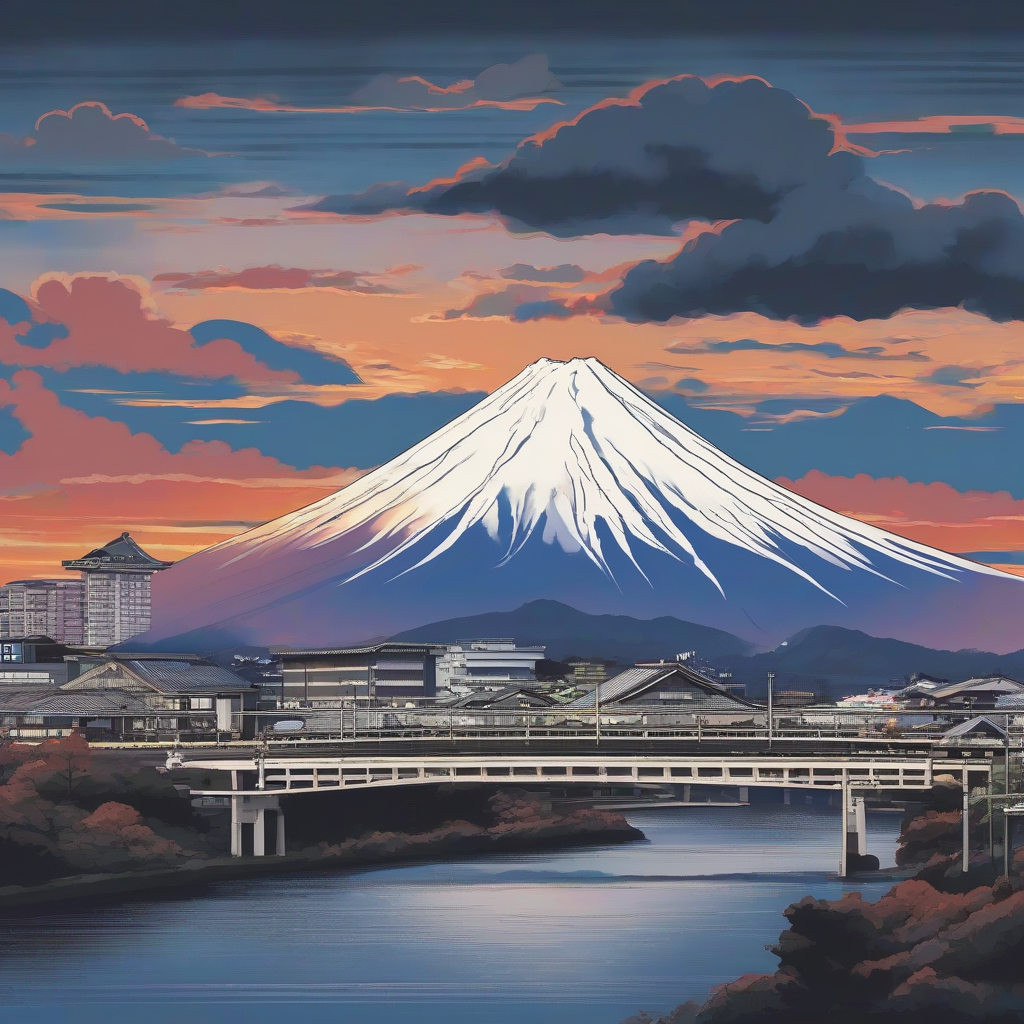 luminosity style shinkansen mt fuji by मुफ्त एआई छवि जनरेटर - बिना लॉगिन के✨ | AIGAZOU