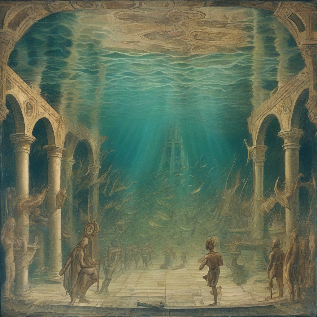 painting from 1300 atlantis underwater by मुफ्त एआई छवि जनरेटर - बिना लॉगिन के✨ | AIGAZOU