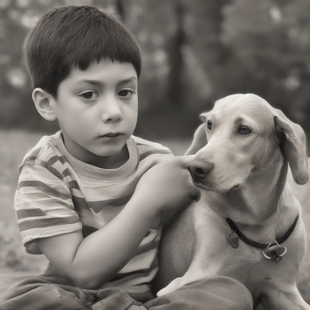 a little boy and a puppy by मुफ्त एआई छवि जनरेटर - बिना लॉगिन के✨ | AIGAZOU