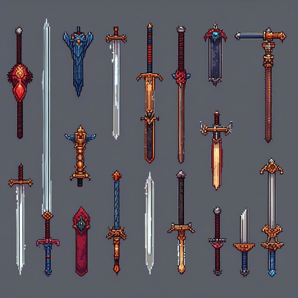 sword game weapon pixel art by मुफ्त एआई छवि जनरेटर - बिना लॉगिन के✨ | AIGAZOU