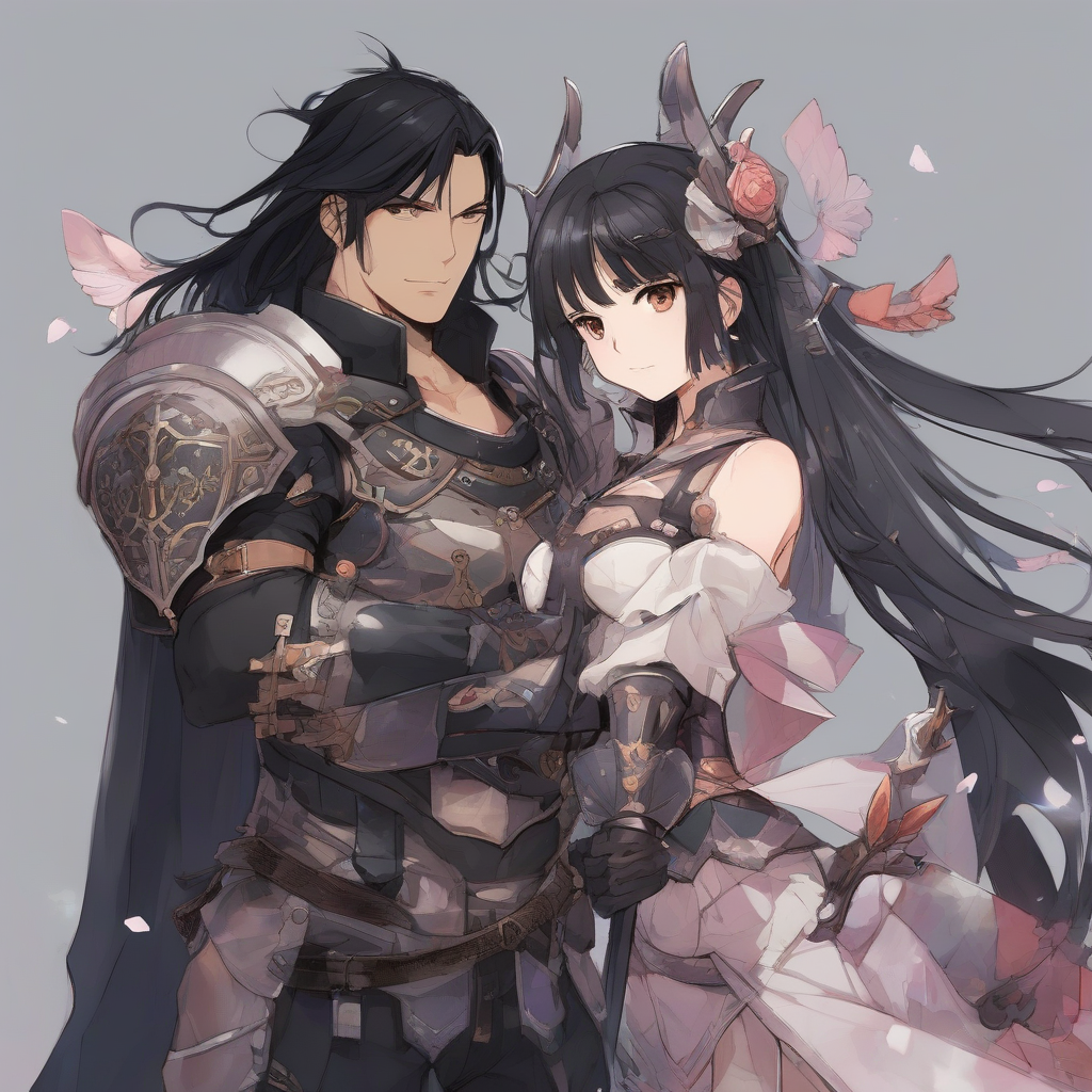 traveling black haired witch girl and large male warrior by मुफ्त एआई छवि जनरेटर - बिना लॉगिन के✨ | AIGAZOU