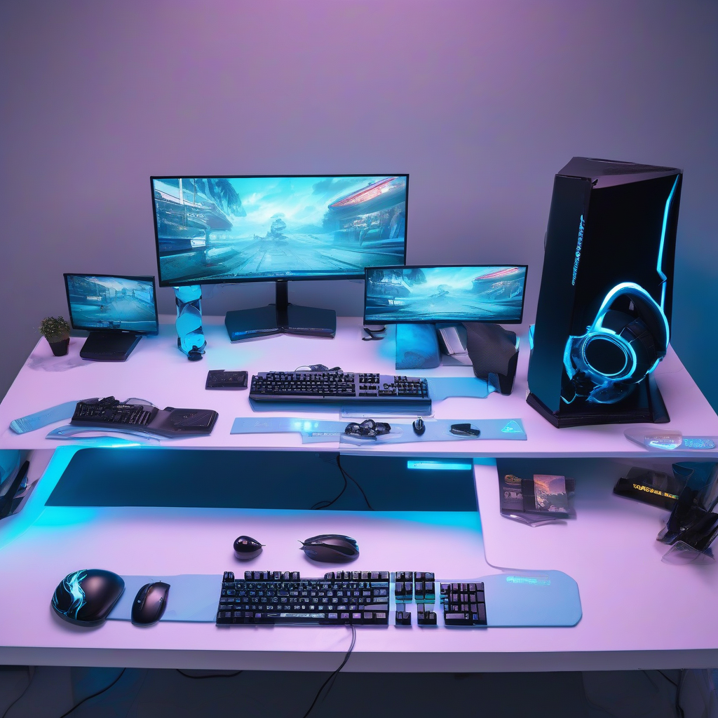 gaming monitor mouse keyboard desktop pc room by मुफ्त एआई छवि जनरेटर - बिना लॉगिन के✨ | AIGAZOU