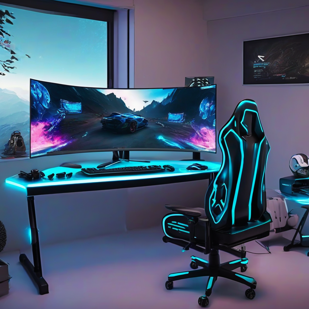 gaming monitor mouse keyboard desktop pc room by मुफ्त एआई छवि जनरेटर - बिना लॉगिन के✨ | AIGAZOU