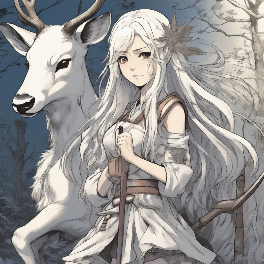 a teenage girl with long white hair in manga by 免费AI图像生成工具 | AIGAZOU