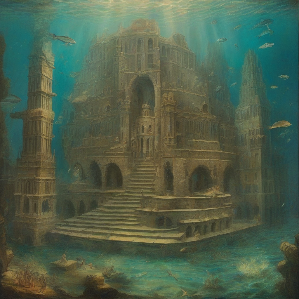 painting from year 1000 atlantis underwater by मुफ्त एआई छवि जनरेटर - बिना लॉगिन के✨ | AIGAZOU