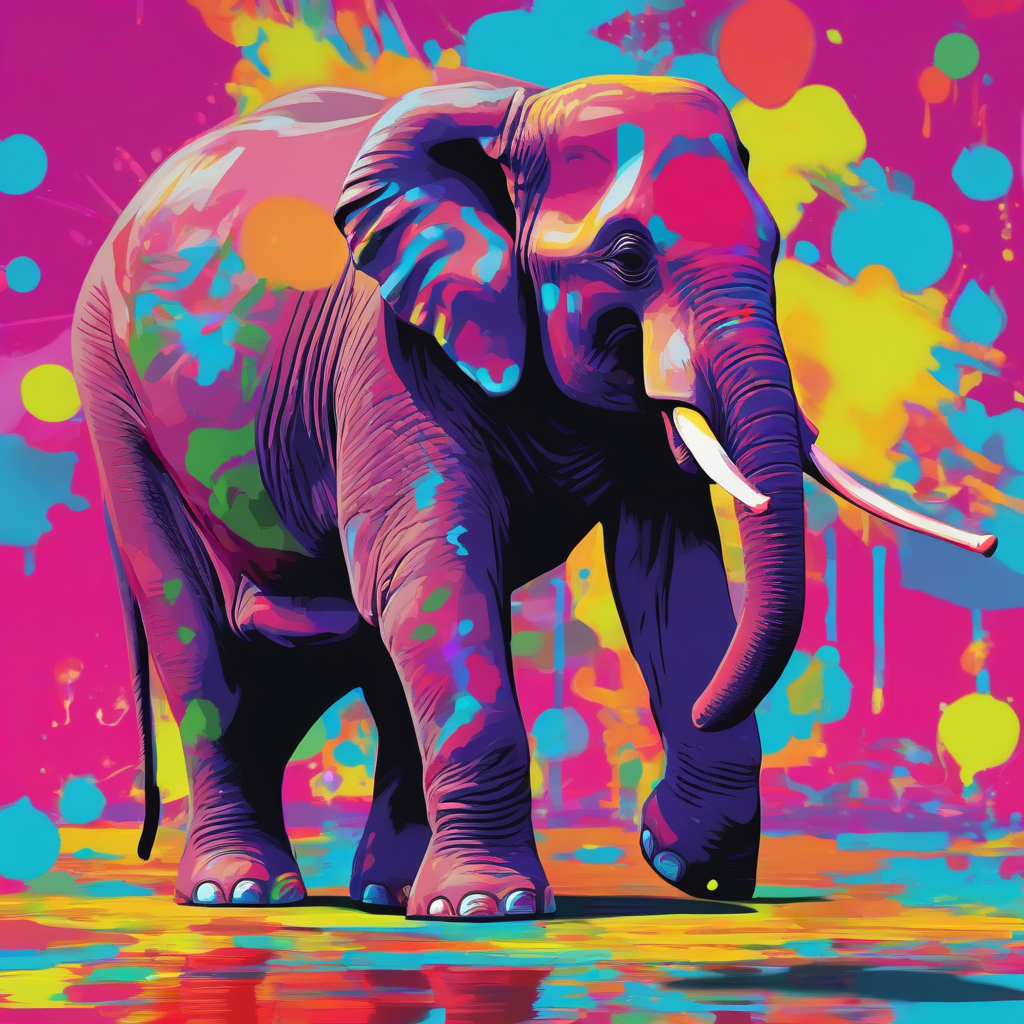 elephant pop art 4 colors moving game by Générateur d'images par IA gratuit - Aucune connexion nécessaire✨ | AIGAZOU