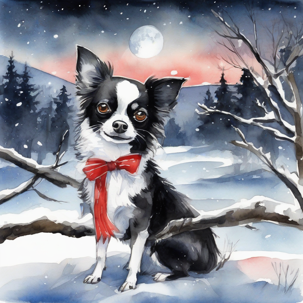 aquarelle illustration bonne annee red bird chihuahua snow moon by मुफ्त एआई छवि जनरेटर - बिना लॉगिन के✨ | AIGAZOU