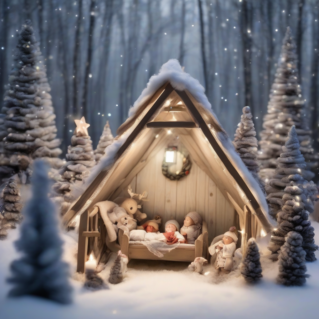 a crib in the christmas forest by मुफ्त एआई छवि जनरेटर - बिना लॉगिन के✨ | AIGAZOU